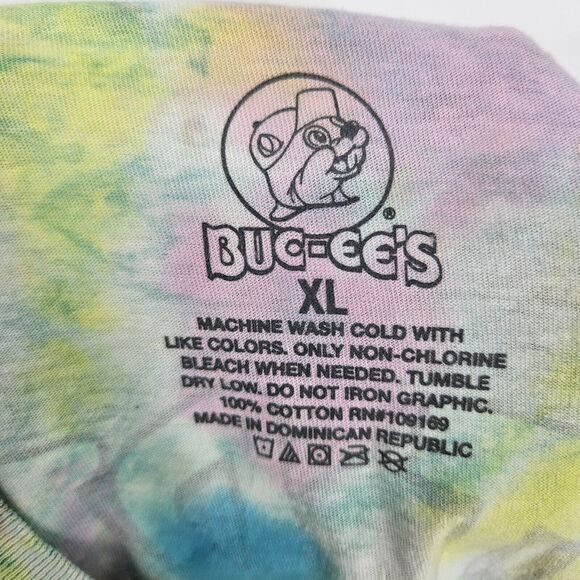 Buc-ees Shirt Mens XL Tie Dye Bucees Gas Station Short Sleeve Colorful Easter - Picture 9 of 10